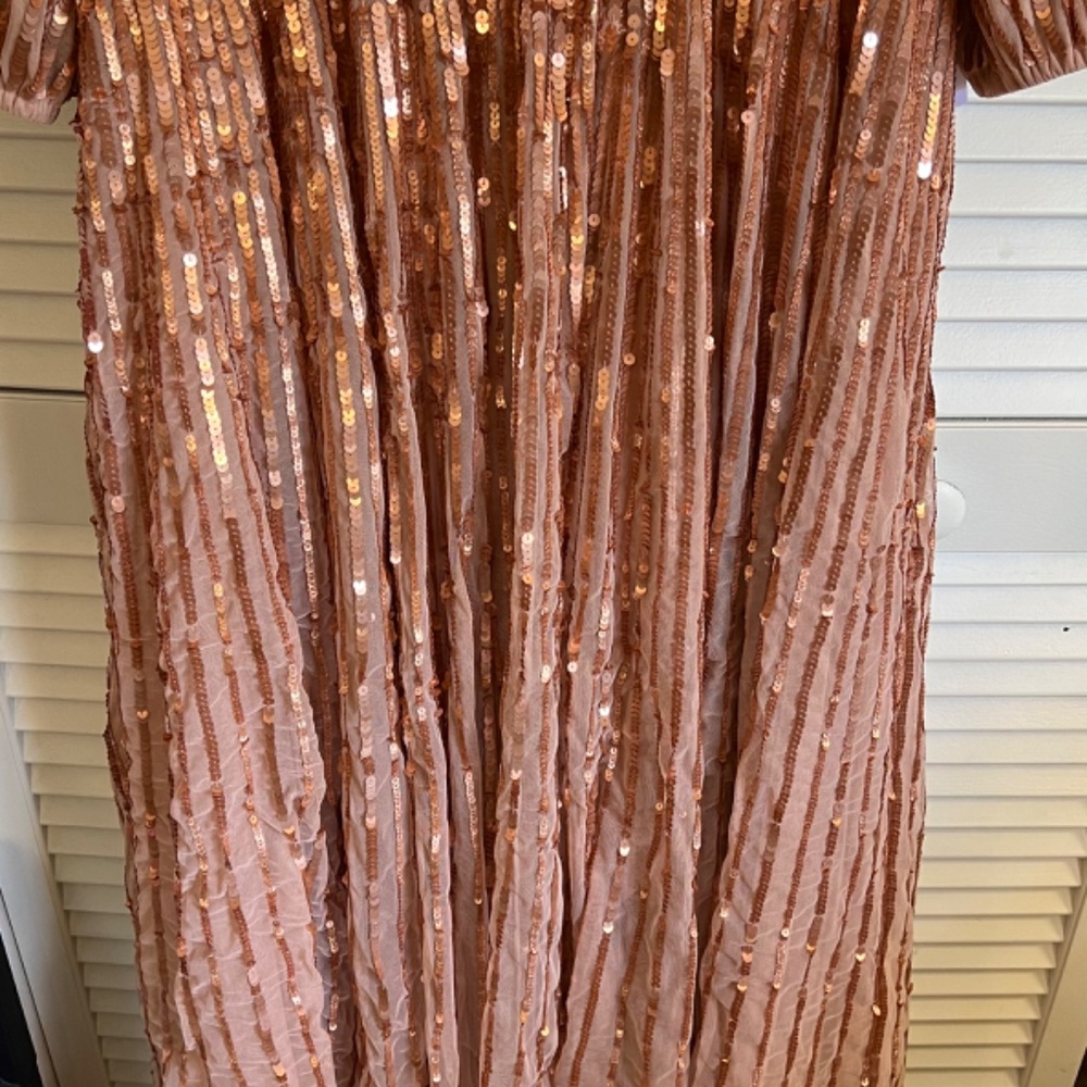 NWT Mac Duggal Sequined Wrap Over 3/4 Sleeve Gown Dress 5509 - Picture 5 of 14